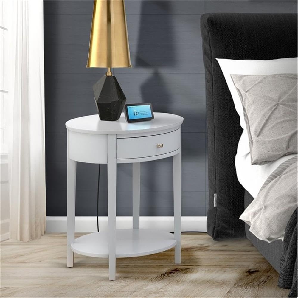 East West Furniture HI-14-ET Mid Century Nightstand with 1 Mid Century Modern Drawer, Stable and Sturdy Constructed - Urban Gray Finish